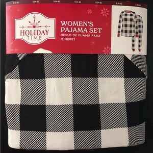 Holiday Time Black and White Checkered Pajama Set
